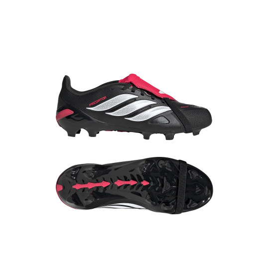 adidas Predator League FT Gras Voetbalschoenen (FG) Kids Zwart Wit Rood