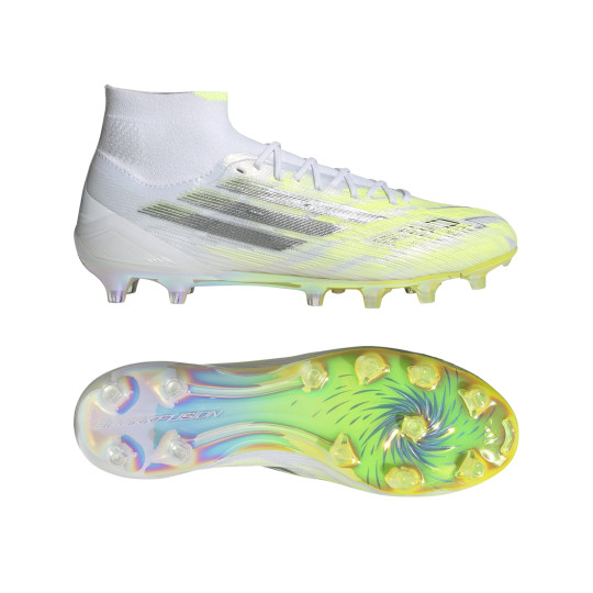 adidas F50 Sparkfusion Elite Gras / Kunstgras Voetbalschoenen (MG) Dames Wit Grijs Neongeel