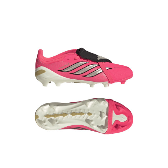 adidas Predator Elite FT Gras Voetbalschoenen (FG) Kids Felroze Zilvergrijs Zwart Goud