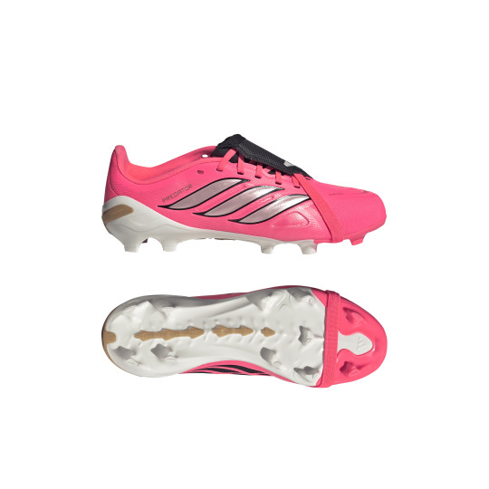 adidas Predator League FT Gras Voetbalschoenen (FG) Kids Felroze Zilvergrijs Zwart Goud