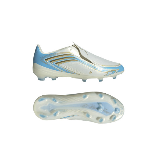 adidas F50 Messi Elite Gras Voetbalschoenen (FG) Kids Wit Lichtblauw Goud