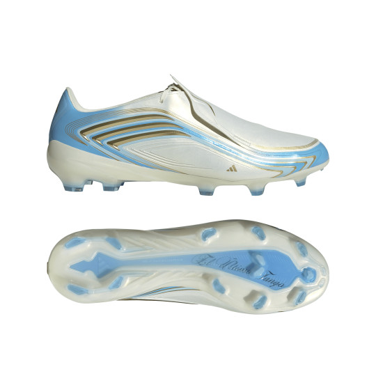 adidas F50 Messi Pro Gras Voetbalschoenen (FG) Wit Lichtblauw Goud