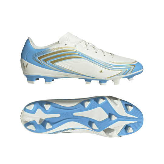 adidas F50 Messi Club Gras / Kunstgras Voetbalschoenen (MG) Wit Lichtblauw Goud