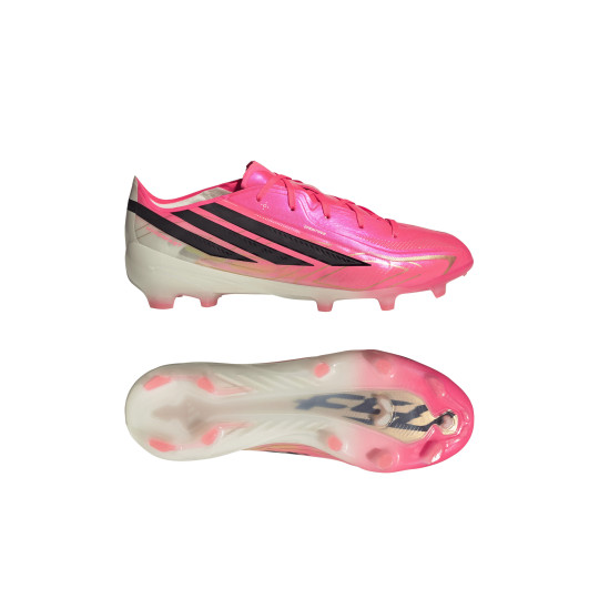 adidas F50 Hyperfast Elite Gras Voetbalschoenen (FG) Kids Felroze Zwart Goud Wit