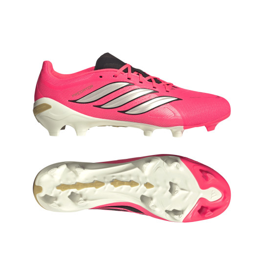 adidas Predator League Gras Voetbalschoenen (FG) Felroze Zilvergrijs Zwart Goud