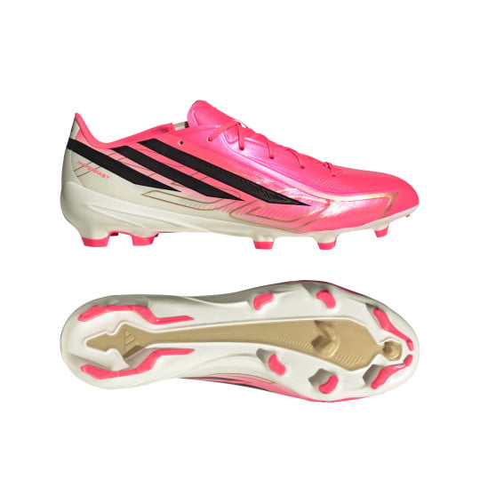 adidas F50 Hyperfast League Gras Voetbalschoenen (FG) Felroze Zwart Goud Wit