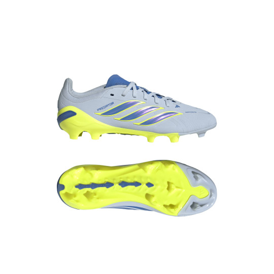 adidas Predator Elite Gras Voetbalschoenen (FG) Kids Lichtblauw Blauw Geel