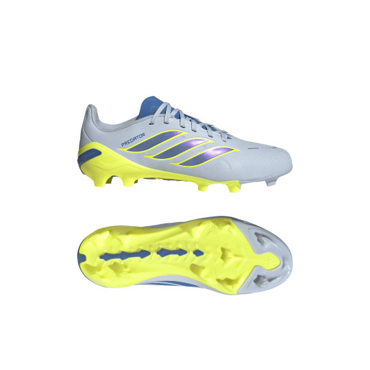 adidas Predator League Gras Voetbalschoenen (FG) Kids Lichtblauw Blauw Geel