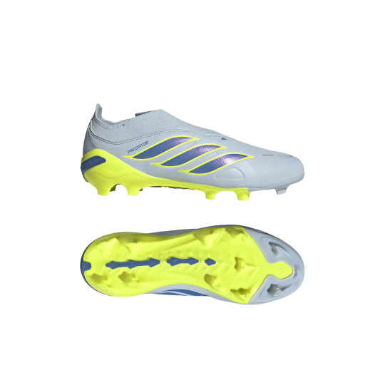 adidas Predator League Veterloze Gras Voetbalschoenen (FG) Kids Lichtblauw Blauw Geel