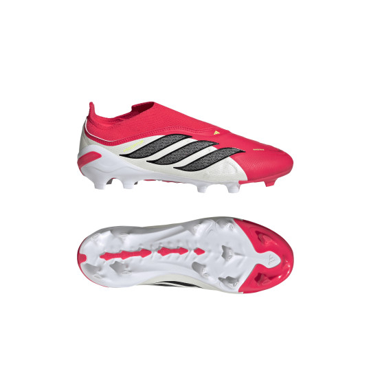 adidas Predator League Veterloze Gras Voetbalschoenen (FG) Kids Rood Wit Zwart