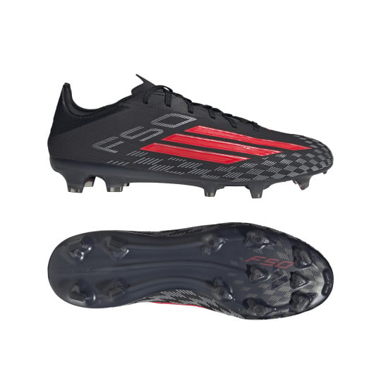 adidas F50 Pro Gras Voetbalschoenen (FG) Zwart Rood Donkergrijs