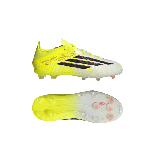 adidas F50 Elite Gras Voetbalschoenen (FG) Kids Neongeel Zwart Rood