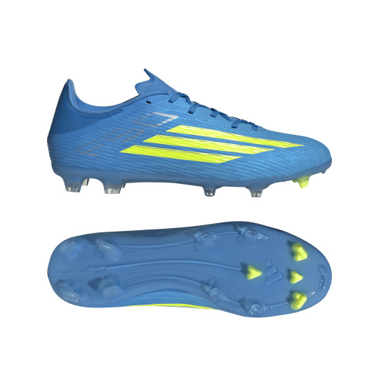 adidas F50 League Gras / Kunstgras Voetbalschoenen (MG) Blauw Neongeel