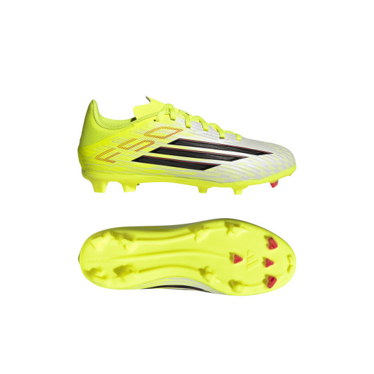 adidas F50 League Gras / Kunstgras Voetbalschoenen (MG) Kids Neongeel Zwart Rood