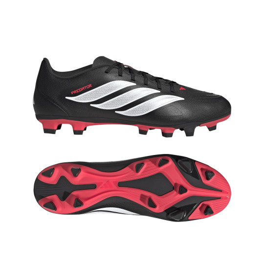adidas Predator Club Gazon Naturel Artificiel Chaussures de Foot (MG) Noir Blanc Rouge