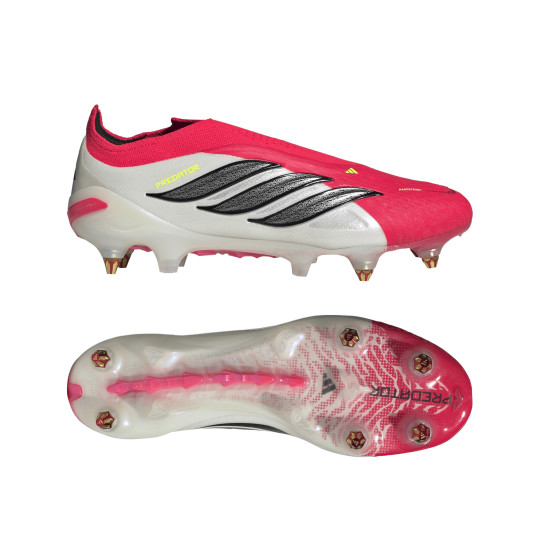 adidas Predator Elite Sans Lacets Crampons Vissés Chaussures de Foot (SG) Rouge Blanc Noir Jaune