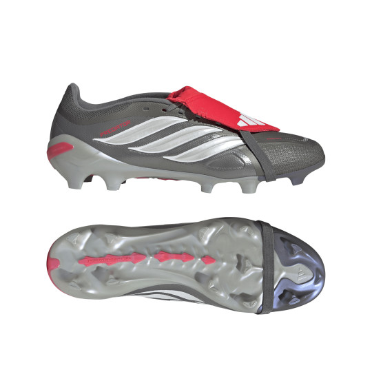 adidas Predator League FT Gras Voetbalschoenen (FG) Donkergrijs Wit Zilver Rood