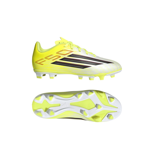 adidas F50 Club Gras / Kunstgras Voetbalschoenen (MG) Kids Neongeel Zwart Rood