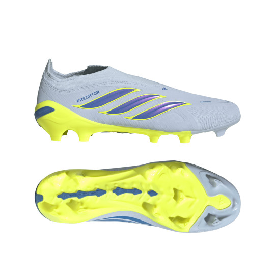 adidas Predator League Sans Lacets Gazon Naturel Chaussures de Foot (FG) Bleu Clair Bleu Jaune