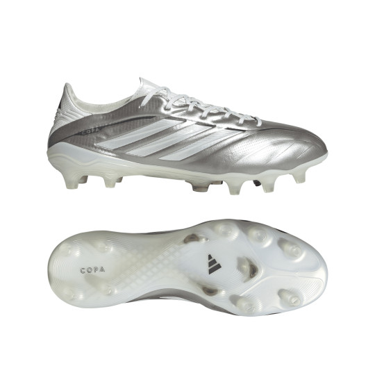 adidas Copa Pure IV Elite Gras Voetbalschoenen (FG) Zilver Wit Donkergrijs