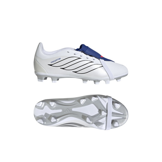 adidas Predator Club FT Gras / Kunstgras Voetbalschoenen (MG) Kids Wit Zilver Blauw Rood