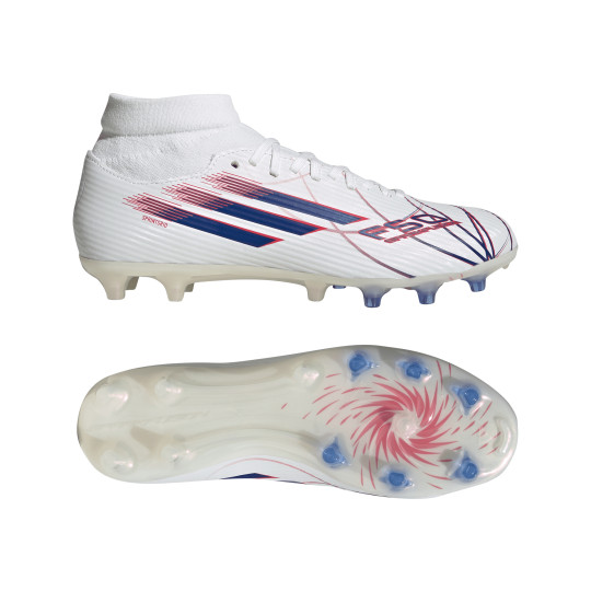 adidas F50 Sparkfusion League Gazon Naturel Artificiel Chaussures de Foot (MG) Femmes Blanc Bleu Rouge