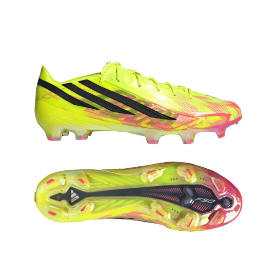 adidas F50 Hyperfast Elite Too Light Gras Voetbalschoenen (FG) Neongeel Zwart Roze