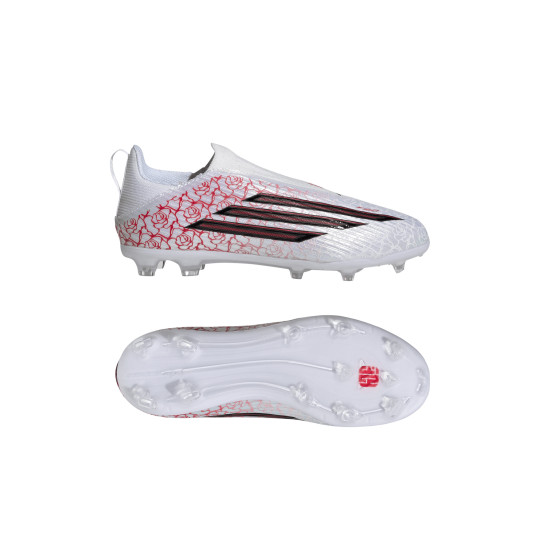 adidas F50 Lamine Yamal League Veterloze Gras / Kunstgras Voetbalschoenen (MG) Kids Wit Felrood Zwart