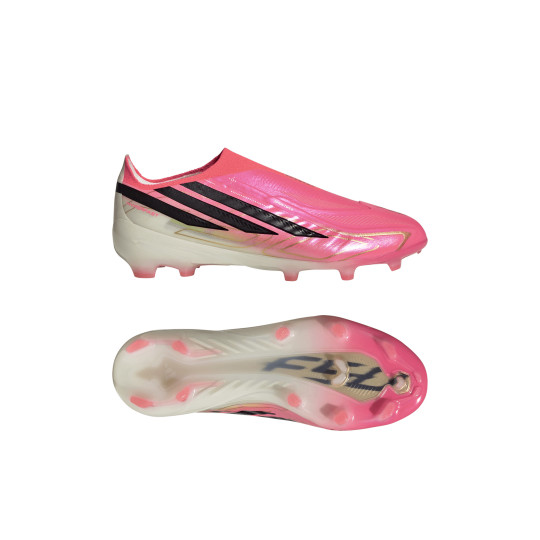 adidas F50 Hyperfast Elite Veterloze Gras Voetbalschoenen (FG) Kids Felroze Zwart Goud Wit