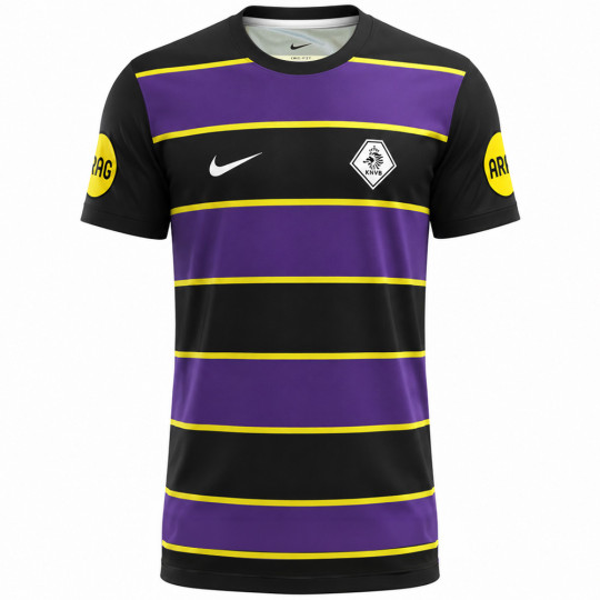 Nike KNVB ARAG Scheidsrechters Pre-Match Shirt 2026-2028 Heren Zwart Paars Geel