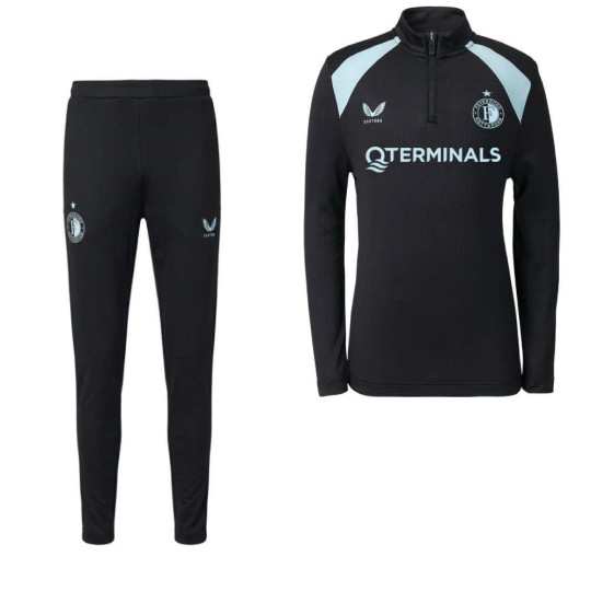 Castore Feyenoord Trainingspak 1/4-Zip 2026-2027 Kids Zwart Lichtblauw