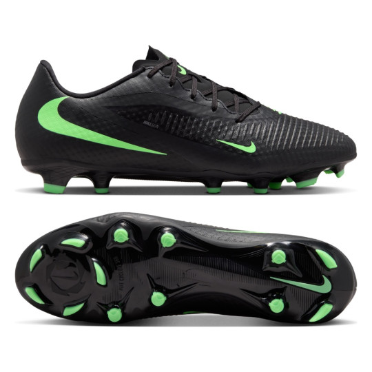 Nike Phantom 6 Low Academy Grass/Artificial Grass Football Boots (MG) Black Bright Green
