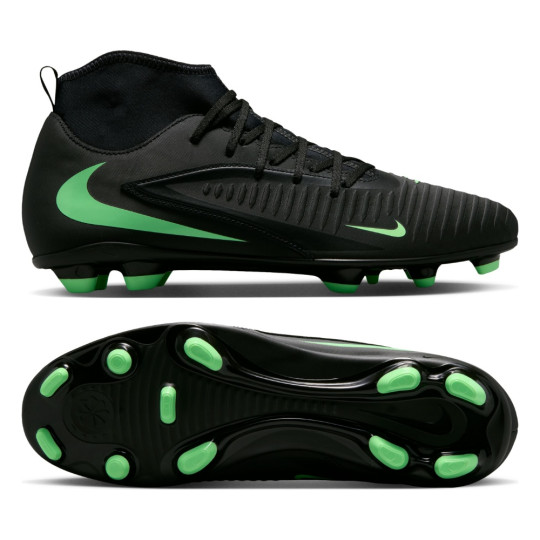Nike Phantom 6 High Club Gazon Naturel Artificiel Chaussures de Foot (MG) Noir Vert Vif