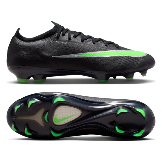 Nike Mercurial Vapor 17 Elite Gazon Naturel Chaussures de Foot (FG) Noir Vert Vif Gris Argenté