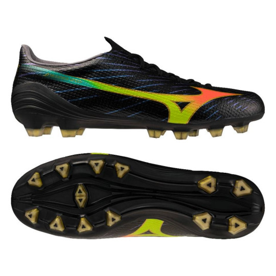Mizuno Alpha III Pro Gras Voetbalschoenen (FG) Zwart Lava Oranje