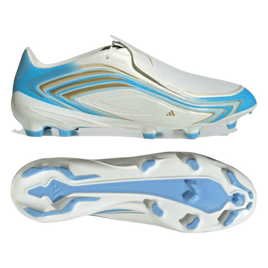 adidas F50 Messi League Gras Voetbalschoenen (FG) Wit Lichtblauw Goud