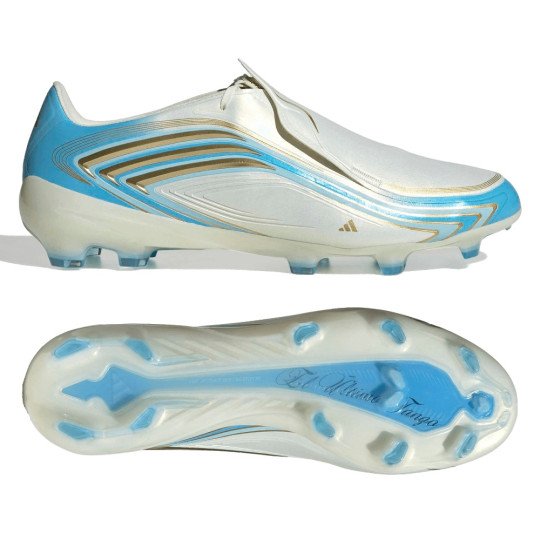adidas F50 Messi Pro Gras Voetbalschoenen (FG) Wit Lichtblauw Goud