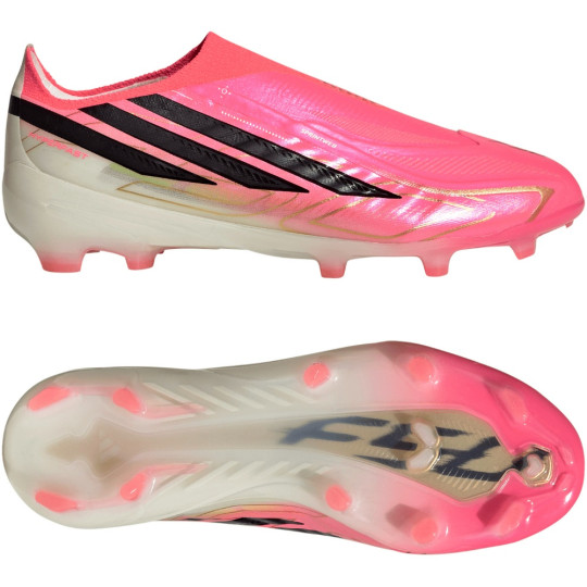 adidas F50 Hyperfast Elite Veterloze Gras Voetbalschoenen (FG) Kids Felroze Zwart Goud Wit