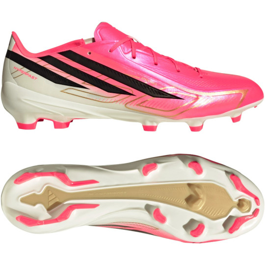 adidas F50 Hyperfast League Gras Voetbalschoenen (FG) Felroze Zwart Goud Wit