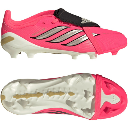 adidas Predator Elite FT Gras Voetbalschoenen (FG) Kids Felroze Zilvergrijs Zwart Goud