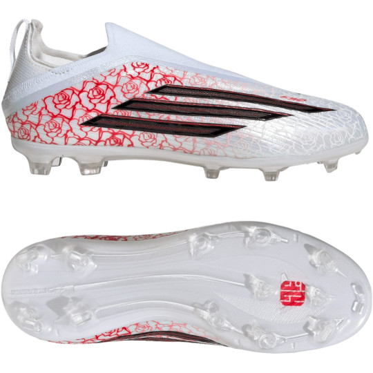 adidas F50 Lamine Yamal Elite Laceless Grass Football Boots (FG) Kids White Bright Red Black