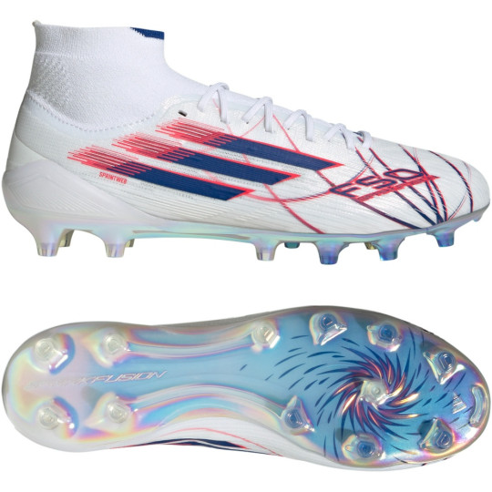 adidas F50 Sparkfusion Elite Gazon Naturel Artificiel Chaussures de Foot (MG) Femmes Blanc Bleu Rouge