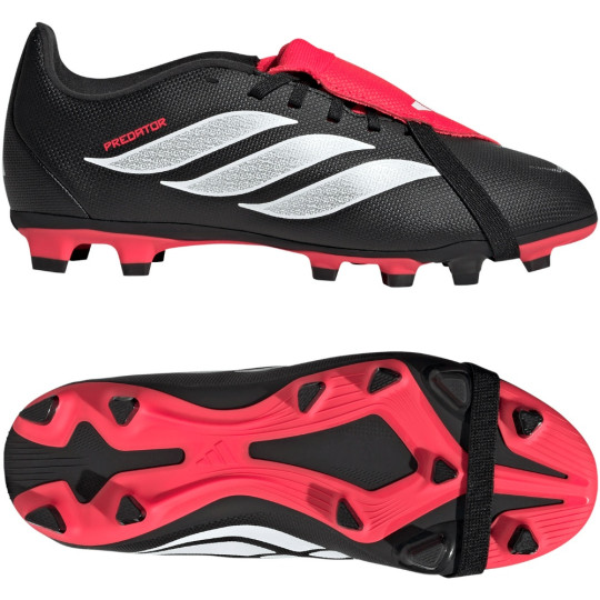 adidas Predator Club FT Gazon Naturel Artificiel Chaussures de Foot (MG) Enfants Noir Blanc Rouge
