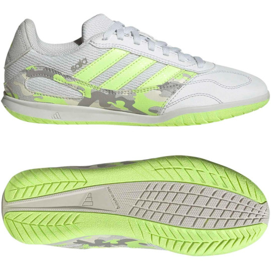 adidas Super Sala III Chaussures de Foot en Salle (IN) Enfants Gris Clair Vert Clair Lime