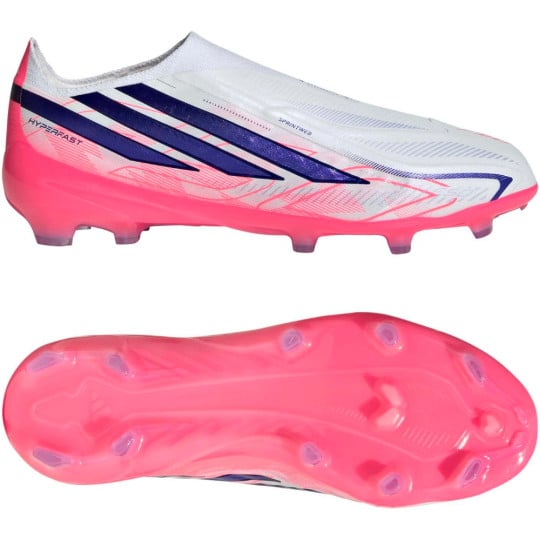 adidas F50 Hyperfast Elite Veterloze Gras Voetbalschoenen (FG) Kids Wit Paars Roze