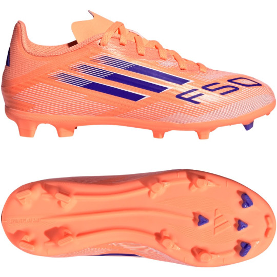 adidas F50 League Gras / Kunstgras Voetbalschoenen (MG) Kids Oranje Blauw Wit