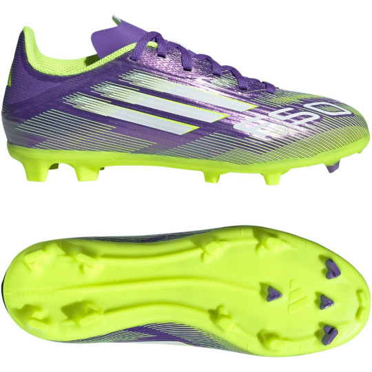 adidas F50 League Gras / Kunstgras Voetbalschoenen (MG) Kids Paars Wit Neongeel