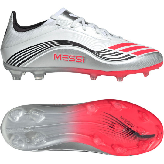 adidas F50 Messi Elite Gras Voetbalschoenen (FG) Kids Wit Zilver Rood