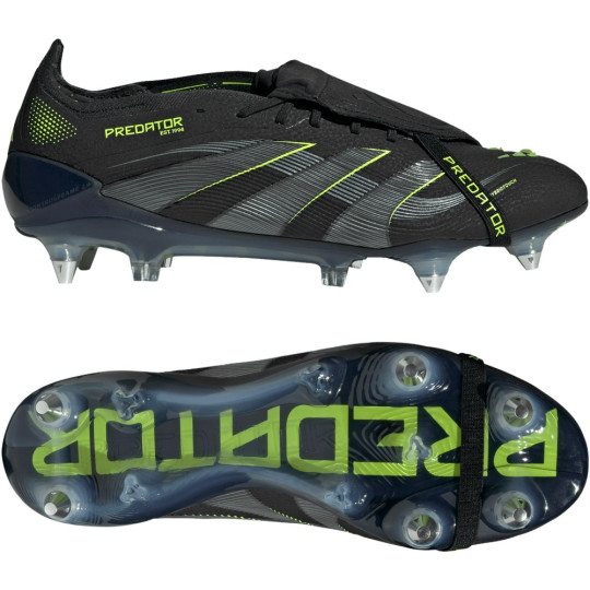 adidas Predator Elite FT IJzeren-Nop Voetbalschoenen (SG) Zwart Donkergrijs Neongeel