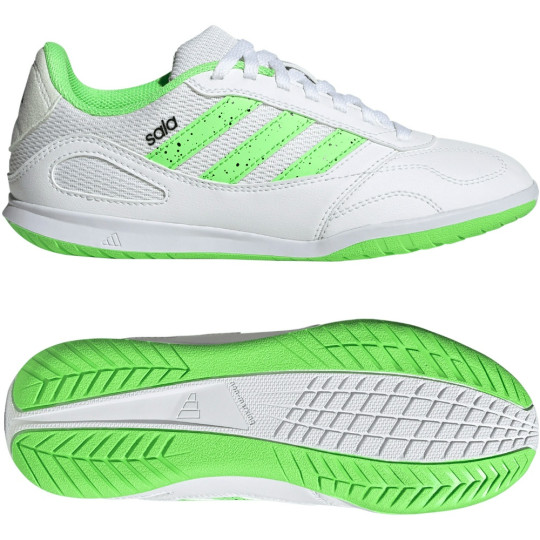 adidas Super Sala III Indoor Football Boots (IN) Kids White Light Green Black